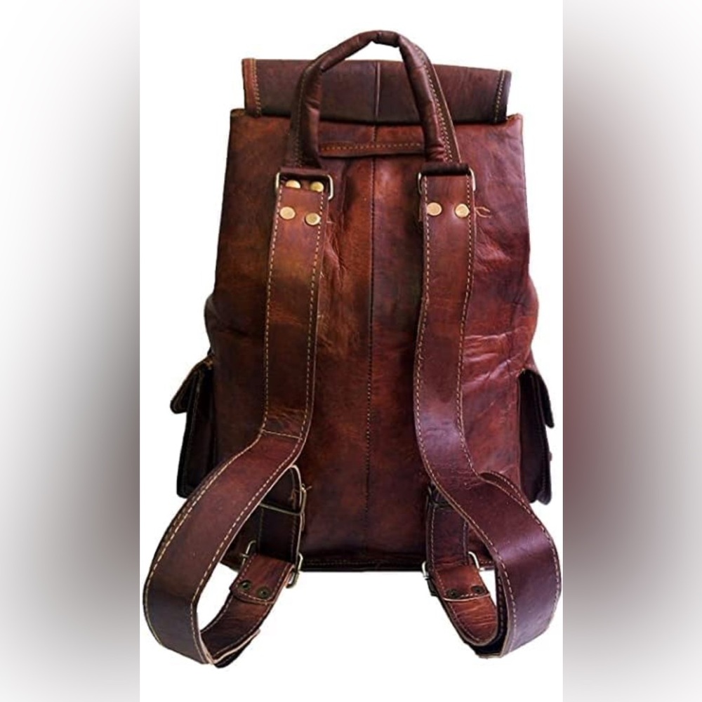 Vintage Brown Genuine Leather Backpack 🎒 - Picture 3 of 13